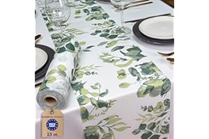 NATUARTE, Runner da Tavola Verde Eucalipto, Rotolo in TNT da 25 metri x 30 cm, Decorazione Tavola, Stoffa Decorazione Matrimonio Battesimi Comunioni Compleanni, Colore Verde Eucalipto