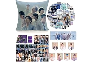 ZPPLD Kpop BTS Merchandise: Coffret cadeau, 1 taie d'oreiller, collier, autocollants, porte-clés, broche