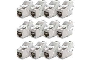 deleyCON 12x Modulo Keystone Presa CAT 6a STP RJ45 Completamente Schermata Senza Attrezzi Grazie al Montaggio a Innesto 500Mhz 10GBit/s
