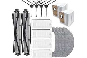 JINDEHUI Zubehör Ersatzteile Zubehörset für Honiture Q6 Pro, für Laresar L6 Pro, für Imou L11 Pro, für AIRROBO T10+, für Neabot N2, 2 Hauptbürsten, 4 Seitenbürsten, 4 Filter, 4 Mopp Wischtücher, 2 Staubbeutel