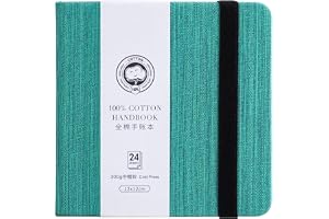 Lightwish fyrkantig akvarelljournal, 100 % bomull, 300 gsm/63,5 kg, syrafri, 24 ark kallpress vattenfärg papper skissbok för