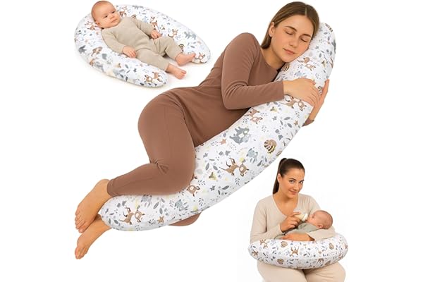 Coussin de grossesse et allaitement 190 cm – coussin maternité et corps oreiller de grossesse Soutien pour dormir sur le côté et allaiter Parfait pour femme enceinte oreillers en forme de C Oeko-Tex