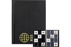 Myntkartong album 120 fickor för 5 x 5 cm mapp (myntflips ingår inte) | Uncle Paul Collection förvaring bokhållare tillbehör för pund pence cents CS4312BK