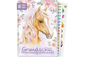 ‎HÄFFT Häfft Hausaufgabenheft Grundschule 2023/2024 A5 Pferd Das Grundschul-Hausaufgabenheft inkl. Lerntipps, Denkspiele, Sticker | nachhaltig & klimaneutral