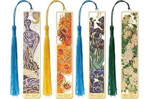 JSRQT 4 Piezas Marcapáginas de Metal con Borla, Marcadores de Libros Van Gogh, Marcadores de Página,Accesorios lectura Marcador Clip,Marcadores Accesorios para Amantes del Libro