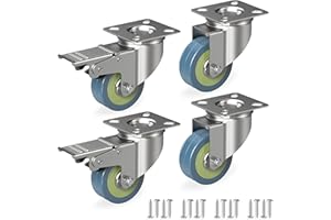 RAVN HAMAN 4er Set Möbelrollen 50 mm - Schwerlastrollen bis 50 kg pro Rad - 2 Räder mit Bremse - Lenkrollen für Innen - Stabile Schwenkrollen - Transportrollen mit Riffelung