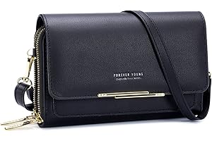 Roulens Damska skórzana mała torba na telefon crossbody, torby na ramię na telefon komórkowy, blokowanie RFID, portfel na telefon ze skóry PU, z przegródkami na karty, regulowany, odpinany pasek na