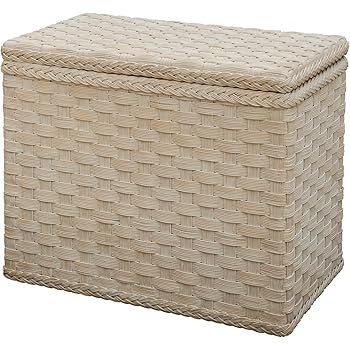 Wäschesortierer aus Rattan mit 3 Fächern in der Farbe Vintage Weiss