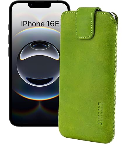 Suncase Echt Leder Etui Für IPhone - Pebble Blue Handytasche Mit Samtinnenfutter