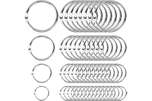 Towviy 120PCS Anneaux de Reliure 15/20/25/32mm, Anneaux Articulés Anneaux de Livre Reliure Anneaux Métallique pour Cahier Scrapbooking Classeur Album Document Bricolage