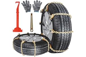 Ninonly Catene da Neve Universali 8Pcs per Auto - Montaggio Facile, Pneumatici 165-265mm, Guanti e Attrezzo Inclusi (Stringere la fibbia)