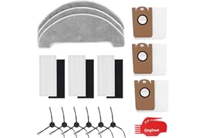 DingGreat Kit de repuesto de repuesto para Viomi S9 Robot Aspiradora Partes, 3 Filtros, 6 Cepillos laterales, 3 Trapos de fregona, 3 Bolsa de polvo, 1 Herramienta de limpieza