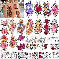 60 Tatuaggi Temporanei Fiori E Farfalle - Adesivi Impermeabili Per Donne - Foto 3