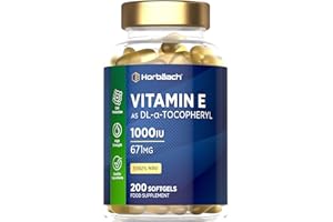 HORBÄACH Vitamin E Capsules High Strength 1000iu | 200 Count | Vitamin E as DL-Alpha Tocopheryl Acetate | No Artificial Preservatives | by Horbaach