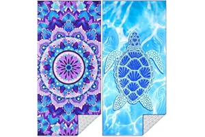 WOPLAGYREAT Microfibre Beach Towel, Large, Set of 2, 180 x 80 cm, XXL Beach Towel, Quick-Drying Accessories, Beach Towels, Microfibre Quick-Drying Beach Towel, Beach Accessories, Beach Utensils