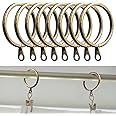 50 Pack Metal Curtain Rings - 38mm Internal Diameter Large Curtain Pole Rings with Sliding Eyelets for Window Rods and Shower Curtains (Brass)