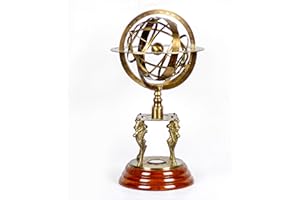 NAGINA INTERNATIONAL 48,3 cm nautico in ottone sfera Armillare telefono antico vintage Globe con bussola