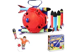 Geospace Jump Rocket Set with Launcher and 6 Foam Rockets (Deluxe Jump Rocket Set)