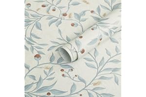 Timeet Selbstklebende Tapete Blau Blätter Klebefolie Möbel Weiss Möbelaufkleber Weiß Tapeten 41x300cm Möbelfolie Selbstklebend Pflanzen Muster Wasserdichte Vinyl Folie für Möbel Küche Schrank