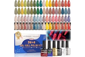 ‎LAVENDER VIOLETS Lavender Violets UV-Gel-Nagellack 42 PCS mit Base und Matte-Glänzende/Diamant/Glow in the dark No Wipe Top Coat Soak Off LED neues Jahr Maniküre Shellac Farbgel Gelnägel für Anfänger und Profis C515