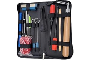 Ecloud Shop Piano Tuning Kit 16pcs Tuning Tool Set Professional Tuning Wrench Hammer Mute Tweezers Fork Screwdriver Belt Clip for Beginners and Professionals