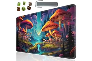 SOTWONSO Board Game for TCG Playmat Table Mats Games Size 60X35 cm Mousepad Compatible for MTG RPG CCG Trading Card Game Play mats with 6 Dice (Playmat 159) Psychedelic Mushrooms