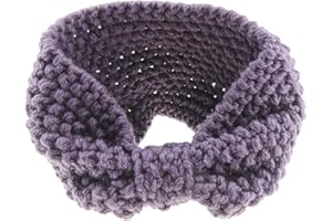 Glamour Girlz Cute Womens Fashion Winter Woolen Warm Apres Ski Knit Knitted Crochet Fluffy Twist Turban Knotted Knot Earmuffs Ear Warmer Headwear Hairband Headband Headwrap (Aubergine)