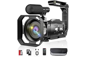 Hojocojo Caméra vidéo 4K 48MP 18X Zoom numérique WiFi Caméra vidéo pour Youtube 3,0 Pouces HD Screen Vlogging Caméra avec 2 Piles/Microphone sans Fil/Carte SD 64G/Télécommande