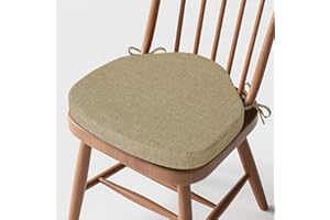 MineCozy Windsor Chair Cushions for Dining Chairs 1 Pack Non Slip Kitchen Seat Cushion with Ties and Washable Covers Indoor Comfortable Seat Pad with Thick Foam 16.5" x 15.5" x 2" Beige