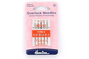 Hemline Overlock Needle: Size 80/12 HA X 1SP, 5 Pack, Compatible with Most Domestic Sewing Machines, Ideal for Polyester, Nylon, Spandex
