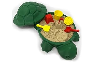 MUNNYGRUBBERS Munnygrubbbers - Mini Desktop Turtle Sand Box - 6 x 6 in - Stress Relief - Made in USA - Includes Moldable Play Sand and Mini Tool - Novelty Gift - Desktop Decor - Zen Garden - (Green)