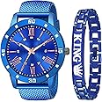 DREAM VILLA Analog Rubbrs Strap and King Bracelet Combo Watch for Boy and Men