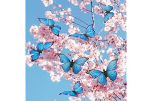 YCHTEWY-Morpho Butterfly Feather Butterflies on Picks Floral Supplies Set of 12 pcs Halloween Thanksgiving Decorations…