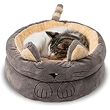 MANRED Cuccia Gatto Interno Morbida 48x48cm Bordi Alti 19cm Lavabile in Lavatrice e Antiscivolo con Cuscino Rimovibile