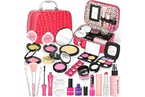 Sanlebi Faux Maquillage Enfant Jouet Filles, 22PCS Malette Maquillage Jouet Ensemble De Maquillage Beauté Cadeau Fille 3 4 5 Ans