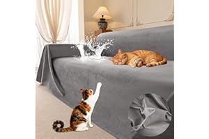 Loiion Protector Funda Sofa Cómodo y Suave, Funda Antiarañazos Gatos Sofa, Fundas Sofas 3 y 2 Plazas, Impermeab Cubierta de Sofá, Antideslizante Antimanchas Fundas Protectora de Sofá Gris 300x230cm