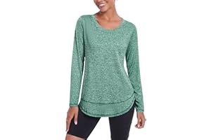 Deaviya Langarm Sportshirt für Damen, Laufshirt Langarm Locker, Langarmshirt Damen Sport Oberteil, Longsleeve T-Shirts Rundhalsausschnitt, Athletisch Lässig Fitness Workout Tops Seite Split Tee