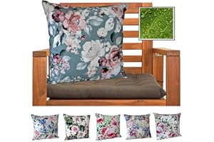‎HEIMTEXLAND heimtexland ® Outdoorkissen Dekokissen Schmutz- und Wasserabweisend Landhaus Garten Outdoor Kissen Blumen Grau Rosa Typ675