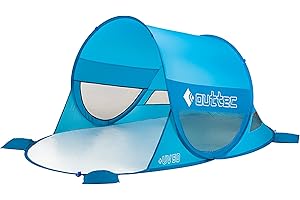 Outtec Tente Anti UV Bébé, Protection UV 50+, Tente Pop Up, Tente de Plage avec Sac de Transport & Poches de Sable, Tente Plage pour Famille, Camping, Jardin, Abri de Plage (Bleu)