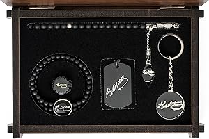 Gök-Türk Handgemachte Schatulle Schmuckset 'Ne mutlu türküm' Mustafa Kemal Atatürk GRAVUR GRATIS - Tesbih Schlüsselanhänger Halskette Armband Ring