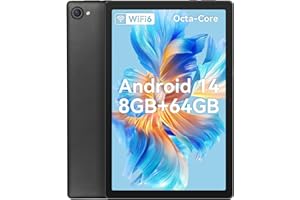 Ainmel Android 14 Tablet 10 Inch Tablets with Octa-Core 8GB+64GB(TF 1TB),1280x800 HD Display, Kids Content/5000mAh/Dual Camera/Face ID Android Tablet 2024 - Black