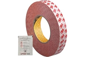 SPYDER TAPE 3M 9088 Double Sided Tape 3mm x 10m - Industrial Strength Acrylic Adhesive - Weatherproof, UV & Heat Resistant (150°C) - Crystal Clear Mount Tape for Auto, Metal, Glass, Plastic + IPA Wipe