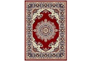 PIERRE TAPPETI Parure (3 pezzi) di Tappeti economici persiani orientali stile classico 4480 rosso tris scendiletto (1 pezzo 70x130 + 2 pezzi 55x105)