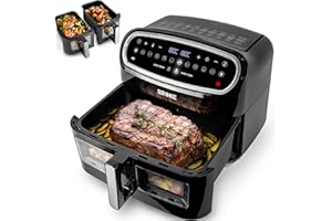 Duronic AF34 Set Friteuse à Air 2 en 1 avec 1 grand tiroir de 10 L et 2 petits tiroirs de 5 L inclus | 10 Programmes de Cuiss