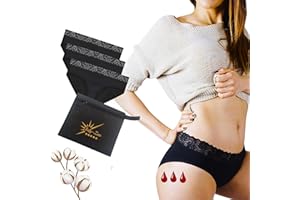 INLY-ZEN Lot 3 Culotte Menstruelle en Coton Biologique Ultra Absorbant pour Femme Ados, Lavable Reutilisable, sous Vetements Bio Feminins Sexy, Culotte Menstruelle Anti Fuite Protection Hygiénique Periodique