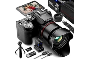 NBD 5K Digitalkamera 64 MP mit 16X optischem Zoom & Autofokus, 3" 180° Drehdisplay, WiFi/HDMI – inkl. 64GB Karte + Reinigungsset(Schwarz)