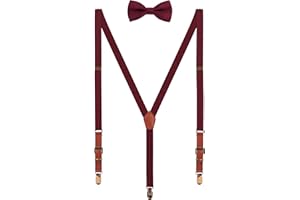 WANYING 2cm Bretelles Nœud Papillon Set pour Femme Homme Retro Y-forme 3 Bronze Clips Bretelles élastique regolabile pour Grandeur 140-190cm