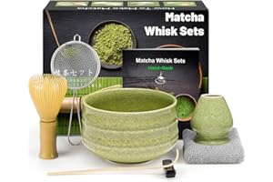 LAFEFE Matcha Set (7-Piece) Which Matcha Whisk, Matcha Cup, Matcha Bowl, Chasen, Matcha Sieve, Matcha Spoon,Ideal Starter Matcha Kit for Easy Matcha Making (Grey)