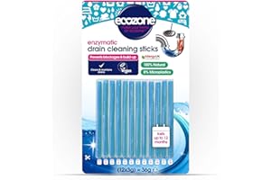 EcoZone Drain Cleaning Sticks, Enzymatic Pipe Unblocker, Prevents Plug Hole Obstructions & Keeps Water Flowing Freely, Natural Vegan & Non Toxic Kitchen & Bathroom Treatment Kit (x 12)