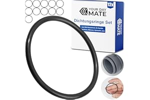 Dichtungsringe Set, 12 Stück, AD Ø 50 mm, ID Ø 44 mm, Dicke 3 mm, in Schwarz, aus Nitril Kautschuk, Gummiringe für Reparatur von Sanitär, Maschinen, Motoren, Dichtungsset Gummi O-Ring, Flachdichtung